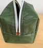 Sage Green Quilted Fabric Box Shape Makeup Bag - Image 6