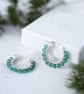 Green Onyx Gemstone Hoop Earrings - Handmade Silver Jewellery  - Image 6