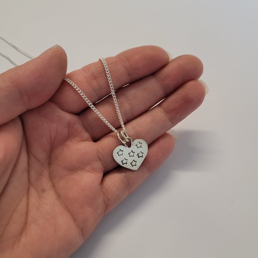 Perfectly Imperfect - Heart with Stars Pendant Necklace