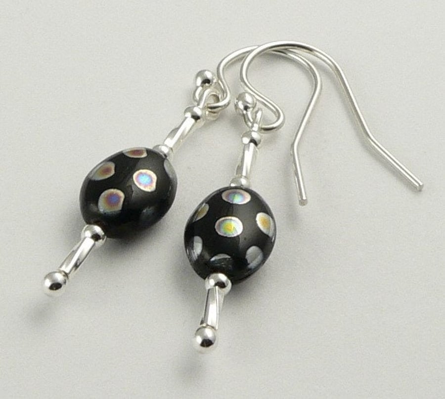9 colours - Sterling silver & Czech glass drop earrings with twists, gift box
