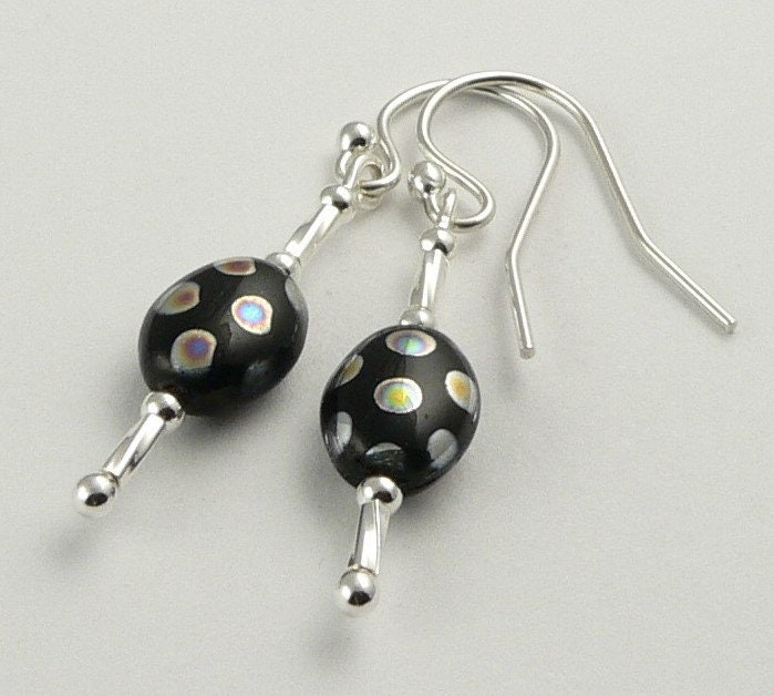 9 colours - Sterling silver & Czech glass drop earrings with twists, gift box