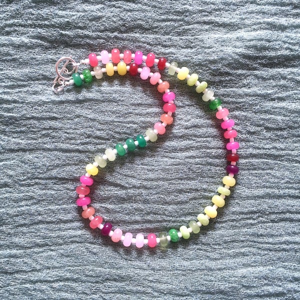 Pink and green rondelle necklace