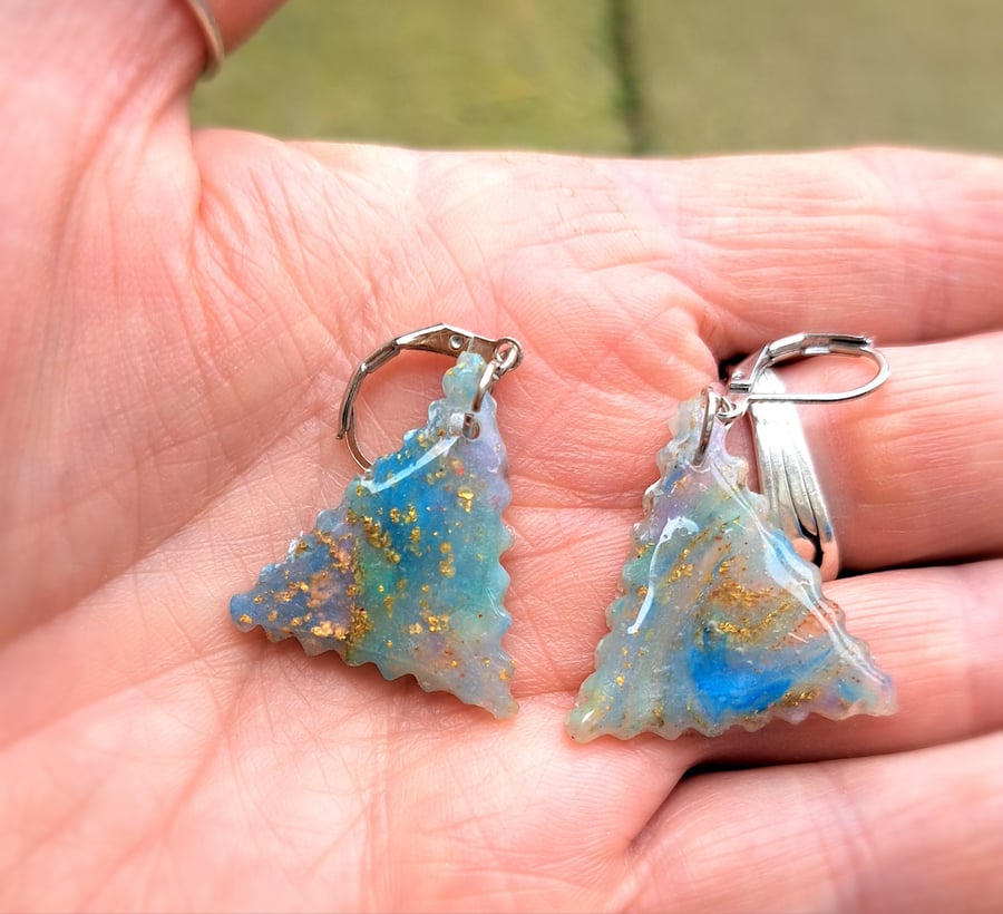 Gold leaf rainbow earrings