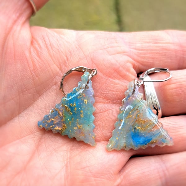 Gold leaf rainbow earrings