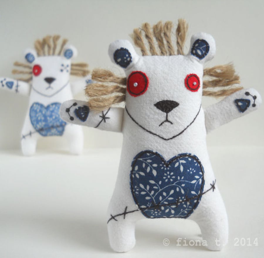 freehand embroidered zombie lion - navy