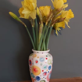 Colourful ceramic polka dot flower vase