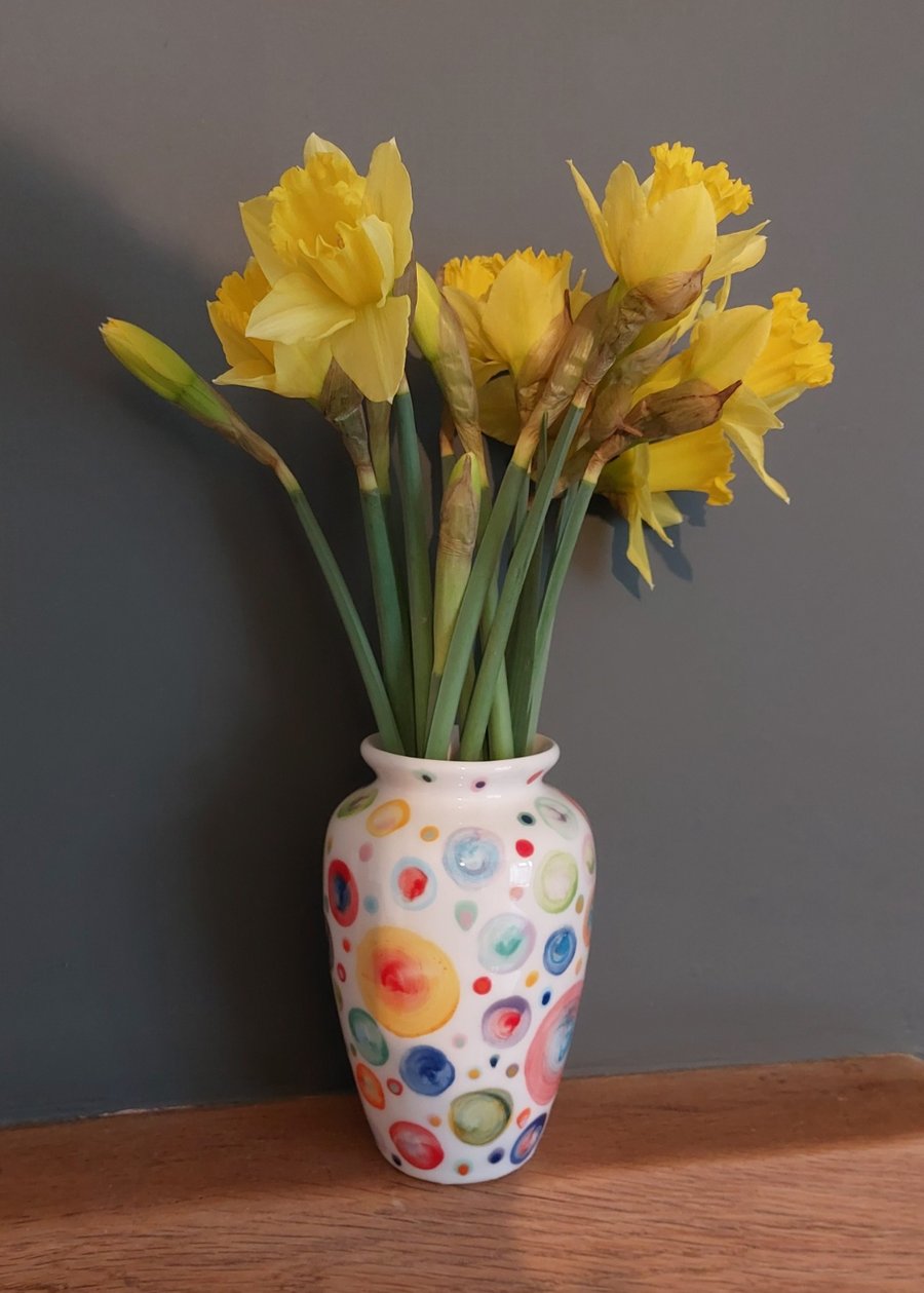 Colourful ceramic polka dot flower vase