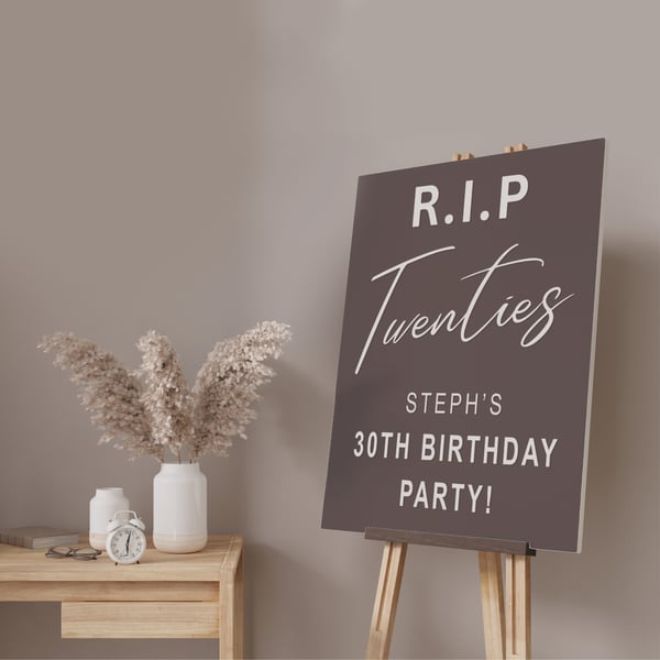 RIP Twenties - 30th Birthday Party Sticker - Personalised Decal Sticker Decor