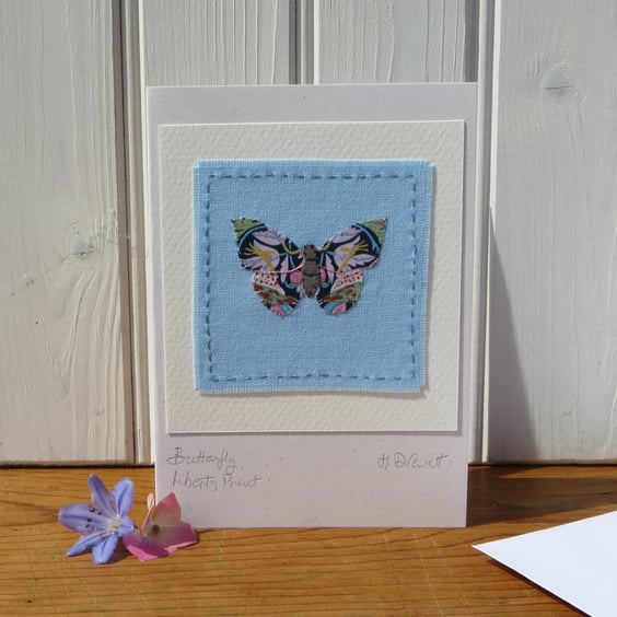 Hand-stitched miniature applique Butterfly made with Liberty Tana Lawn cotton