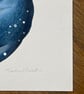 Seconds sale: Lunar Cat Dreaming - signed Giclee print, blue cat art  - Image 2