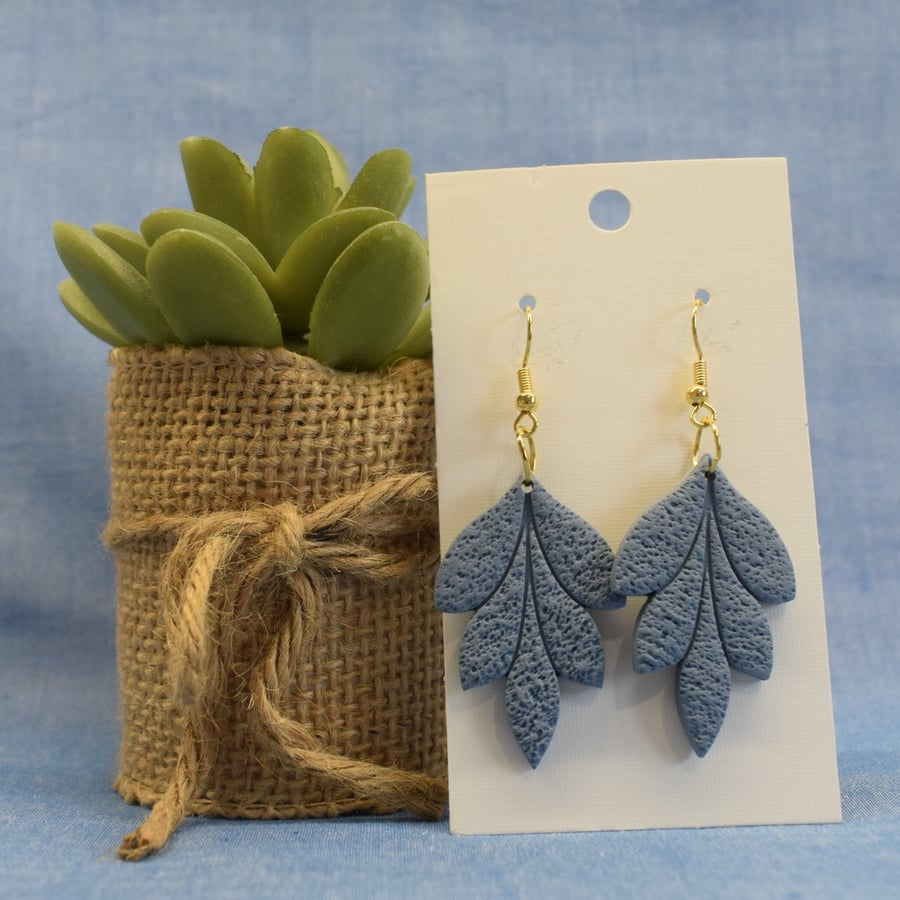 Textured Leaf Dangle Earrings
