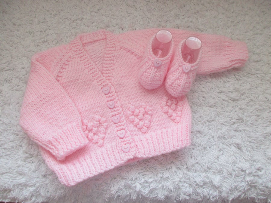 16" Baby Girls Hearts Cardigan & Shoes