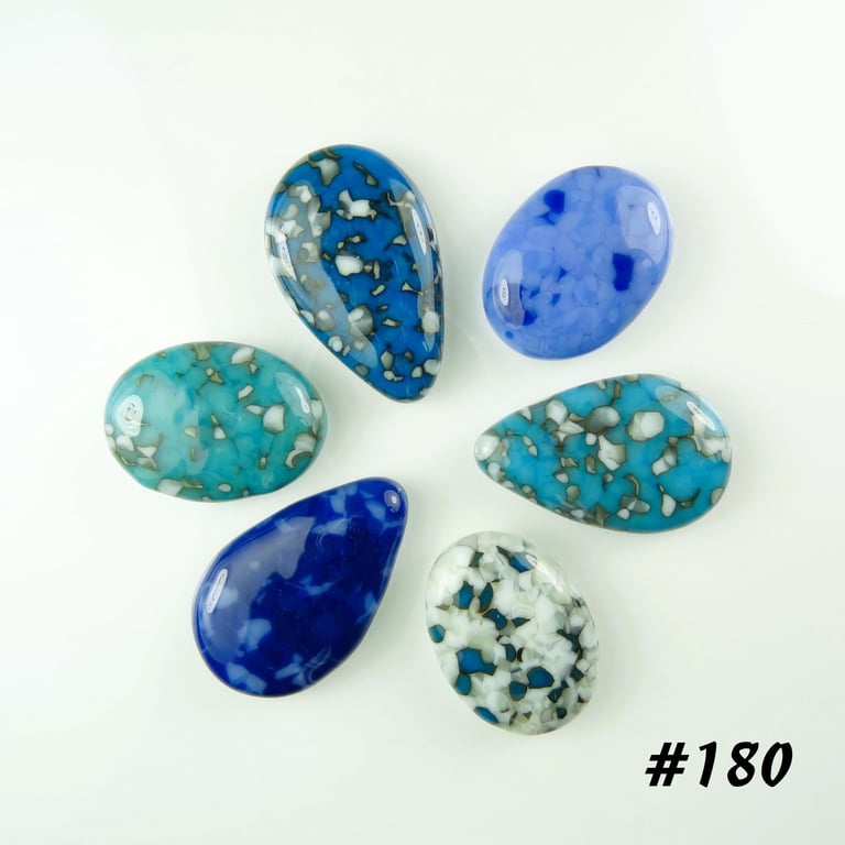 6 art glass cabochons for jewellery making wire wrapping art mosaics (180)