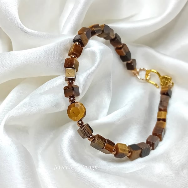 Tiger Eye Blocks Bracelet