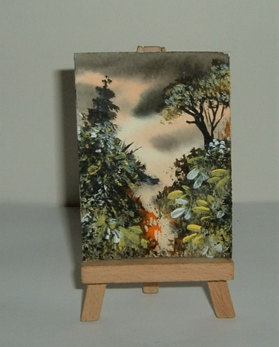 original art aceo miniature landscape painting ( ref  f 343 )