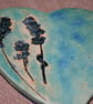 Handmade Heart & lavender ceramic tile decoration - Image 3