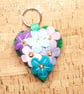 Multi Coloured Flowers on a Heart, Felt Keyring - Image 1