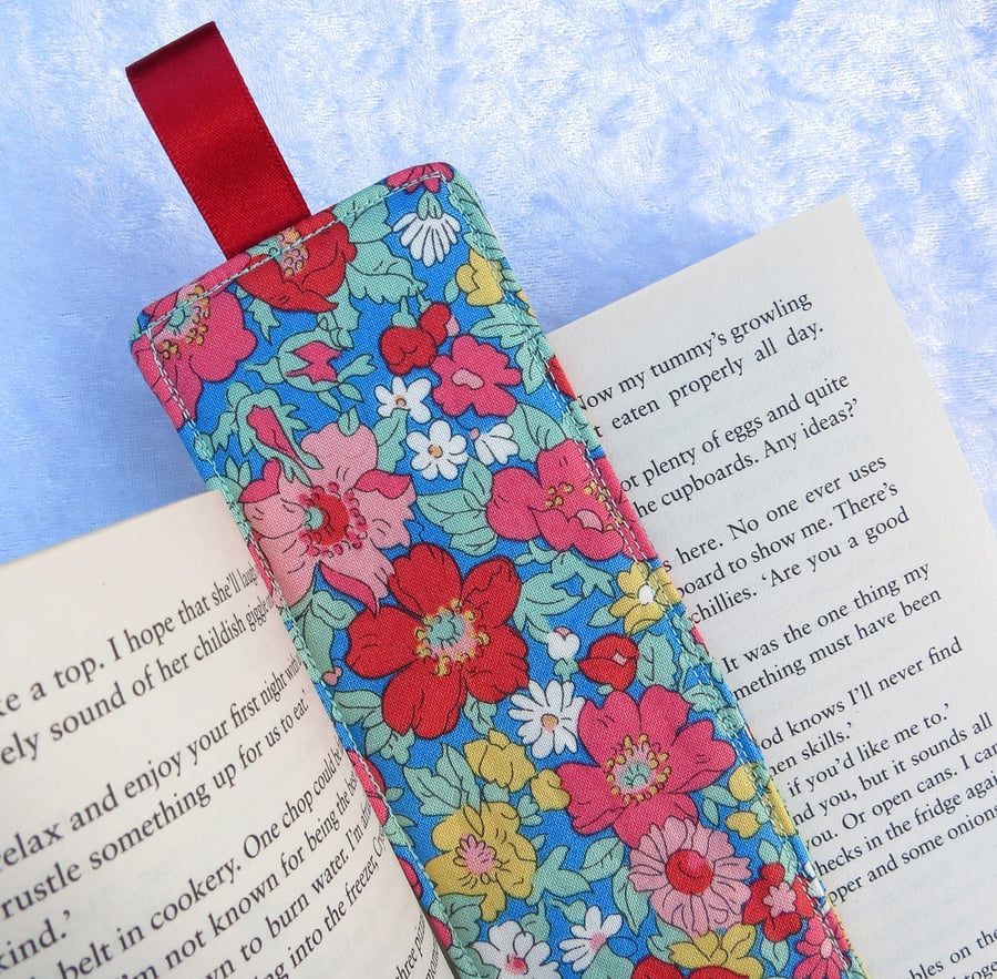 Bookmark, Liberty cotton bookmark, floral bookmark