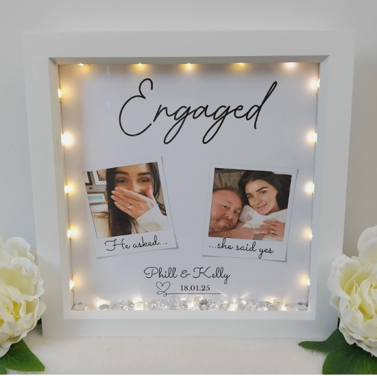 Personalised Engaged Frame, Engaged Gift, Engagement Box Frame,  Engagement Gift