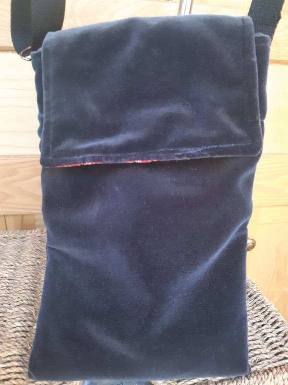 Midnight blue velvet 'double' bag