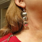 3 Silver circles in a drop earring  - fun everyday earring