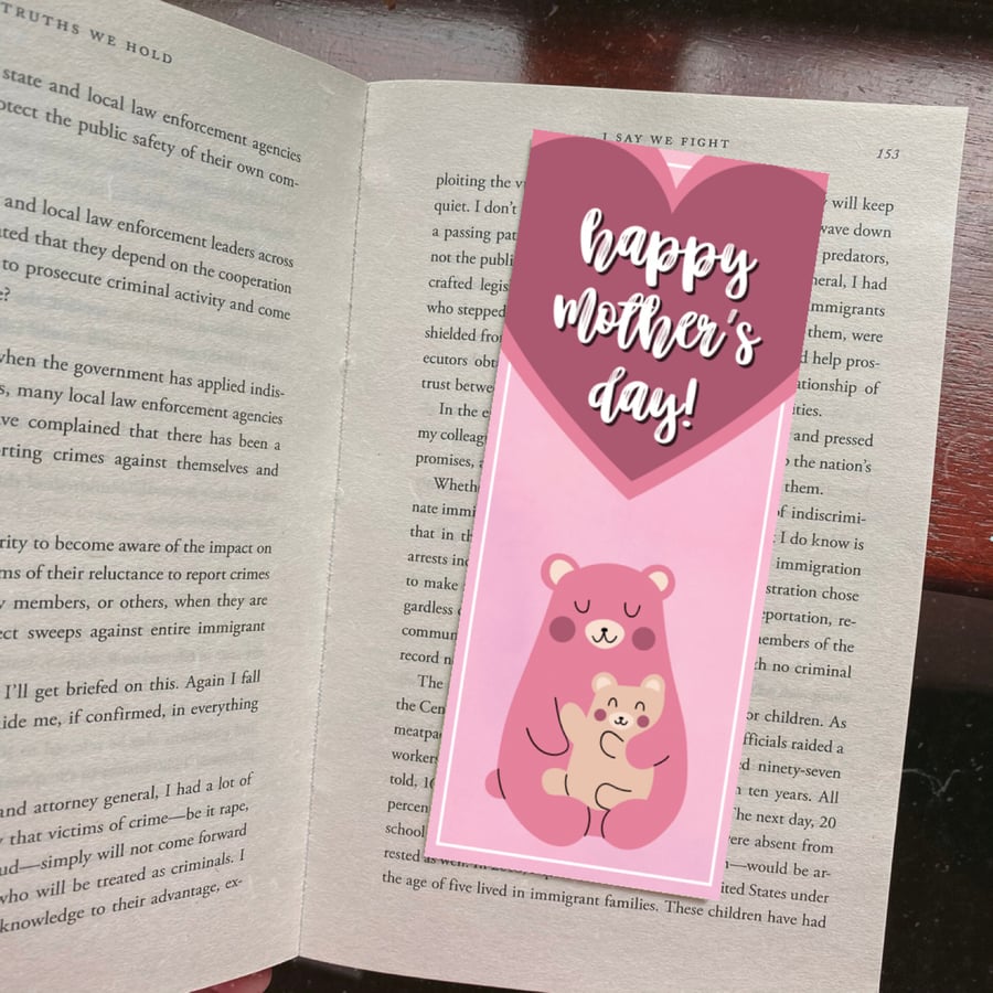 Mother’s Day Mummybear Mothering Sunday Illustrated Bookmark