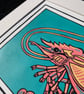 Big Shrimp - Seaside Painted Lino Print - Sealife - Seafood - Painting - Image 2