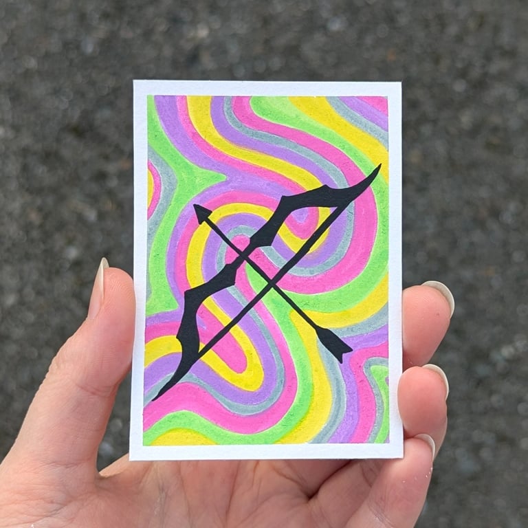 Neon Bow and Arrow Original Art ACEO 02
