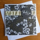 Thank You Card - Floral Black and Gold