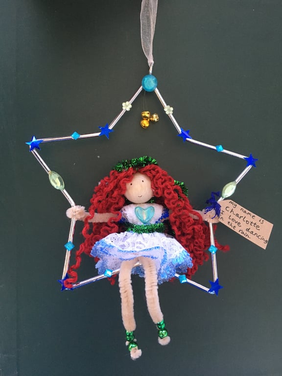 Fairy In A Star Decoration - Blue