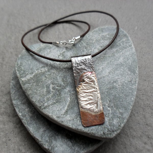  Copper With Sterling Silver Bar Necklace Vintage Style