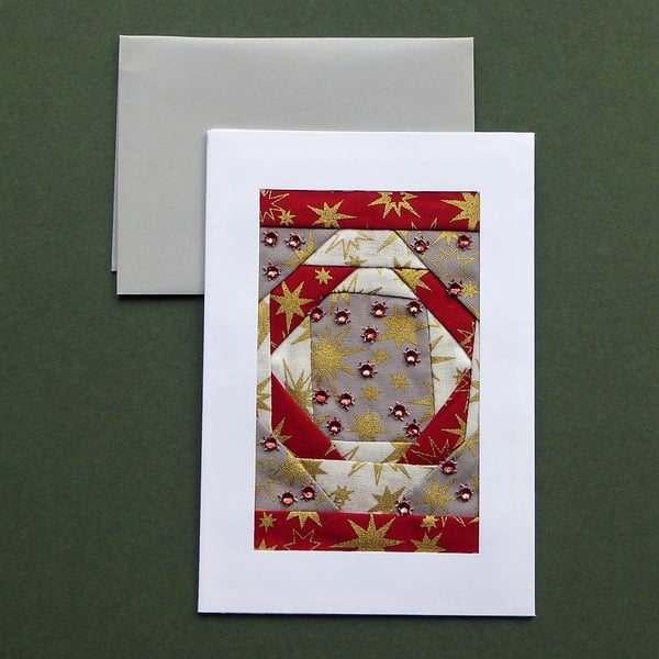 Individually Hand Crafted Textile Christmas Blank Card