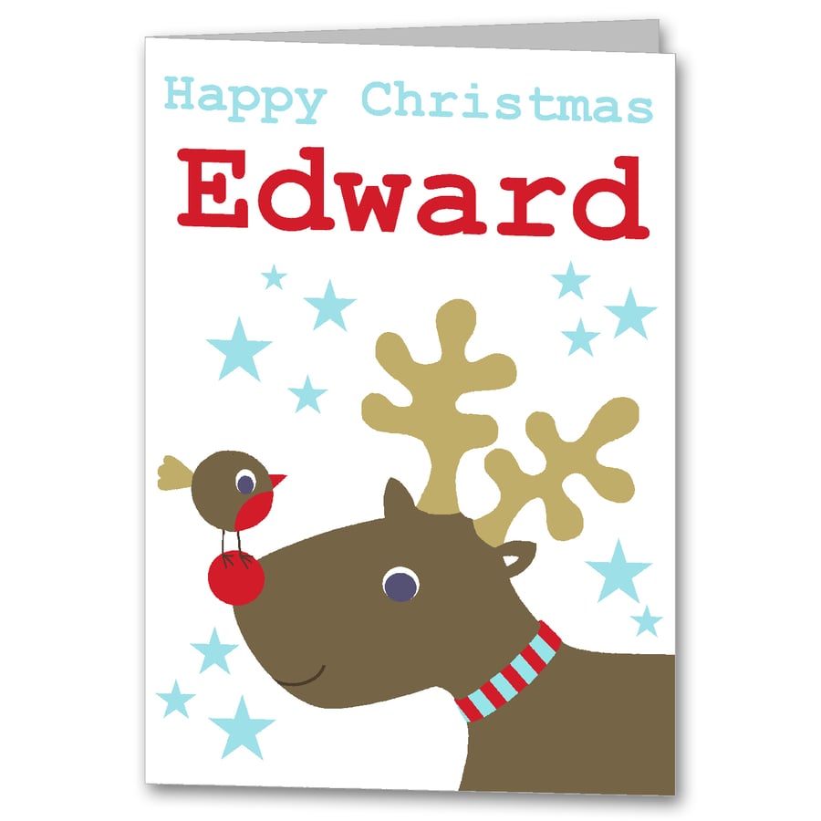 Personalised Reindeer Christmas Card.