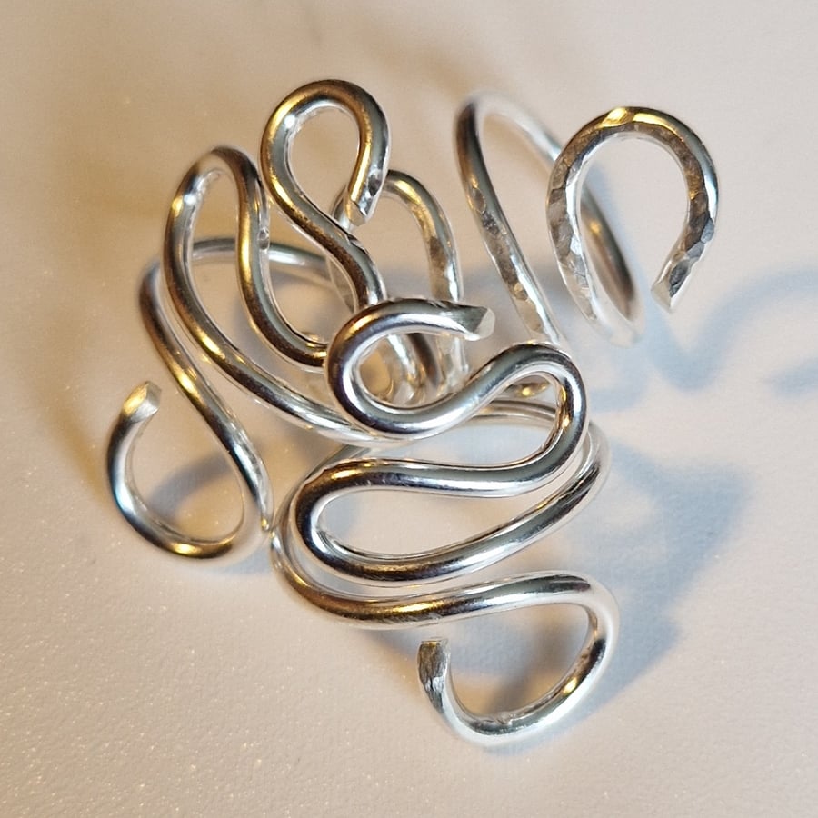 Sterling Silver 'Snake' Ring: handmade, recycled, textured, adjustable