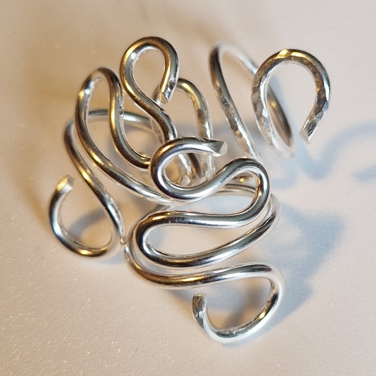 Sterling Silver 'Snake' Ring: handmade, recycled, textured, adjustable