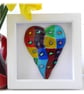 Rainbow Patchwork Heart in Box Frame Fused Glass Picture 007 - Image 2