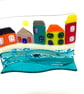 Coastal houses fused glass stand up wave ornament  - Image 2