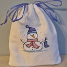 Hand Embroidered Christmas Cross Stitch Gift Bag