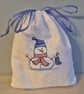 Hand Embroidered Christmas Cross Stitch Gift Bag