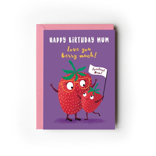 Mum Strawberry Birthday Card