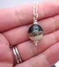 grey and ivory lampwork glass pendant necklace - Image 3
