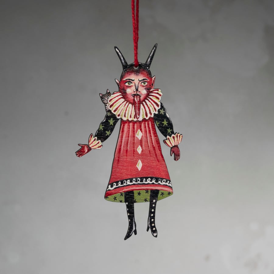 Devil wooden hanging decoration- Rowan the Devil man