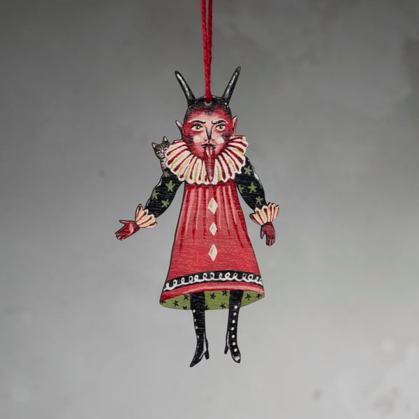 Devil wooden hanging decoration- Rowan the Devil man