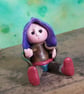 Tiny shelf-sitter book-sitter Gnome 'Hamish' with wired legs OOAK by Ann Galvin