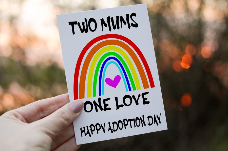 Two Mum's One Love Adoption Day Card, Congratulations Adoption for New Child