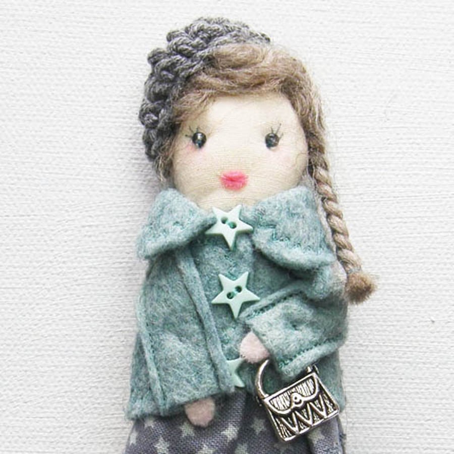 Handmade Rag Doll Brooch, Florrie