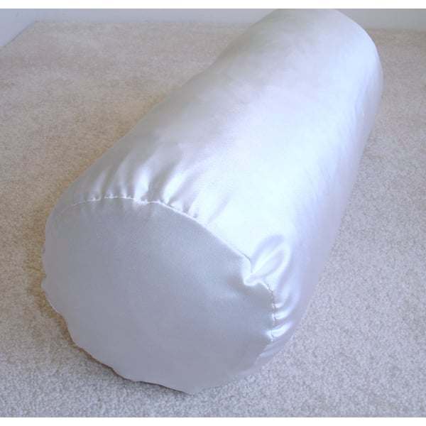 White Satin Bolster Cushion Cover 16"x6" Round Cylinder Neck Roll Pillow Case