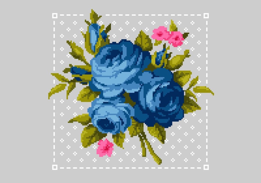 207 - Victorian Flowers - The Blue Rose - floral lace background - CS Pattern