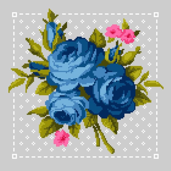 207 - Victorian Flowers - The Blue Rose - floral lace background - CS Pattern