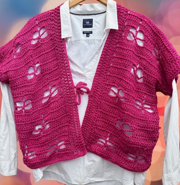 Dragonfly Crochet Waistcoat Size XL, 18 to 20 UK